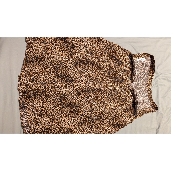 Topshop Petite Leopard Print Midi Skirt Brown Animal Slit High Waist US 4 26K06Q - Picture 6 of 8